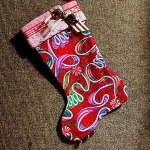 Ribbon Candy and Peppermint Christmas Stocking